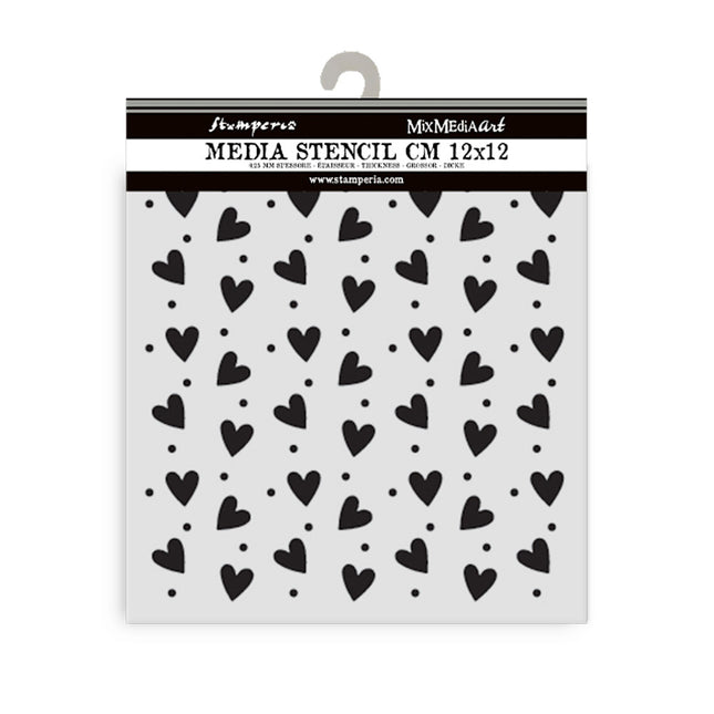 Thick stencil 12x12 cm - Family heart texture
