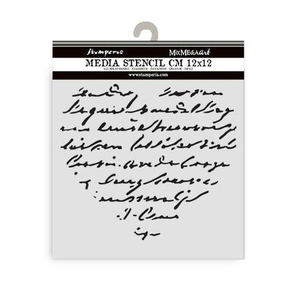 Thick stencil 12x12 cm - Family heart with writing
