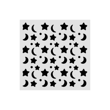Thick stencil 12x12 cm - Baby star and moon