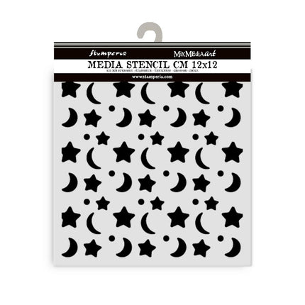 Thick stencil 12x12 cm - Baby star and moon