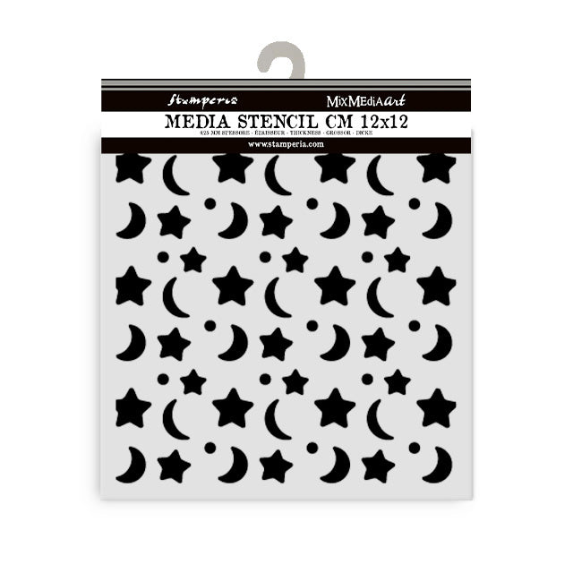 Thick stencil 12x12 cm - Baby star and moon