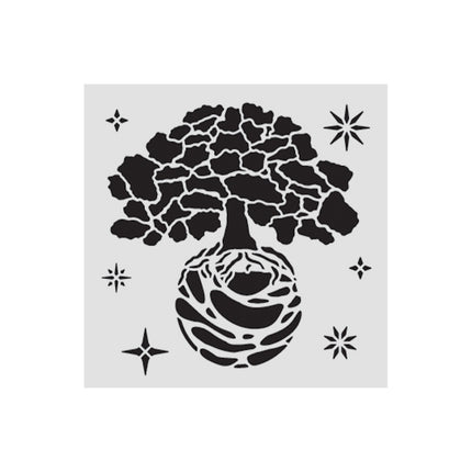 Thick stencil cm 12X12 - A new Beginning The World Tree 