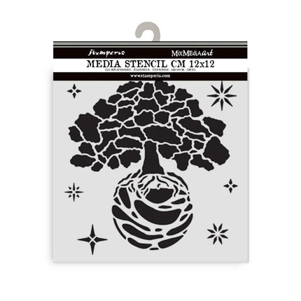 Thick stencil cm 12X12 - A new Beginning The World Tree 