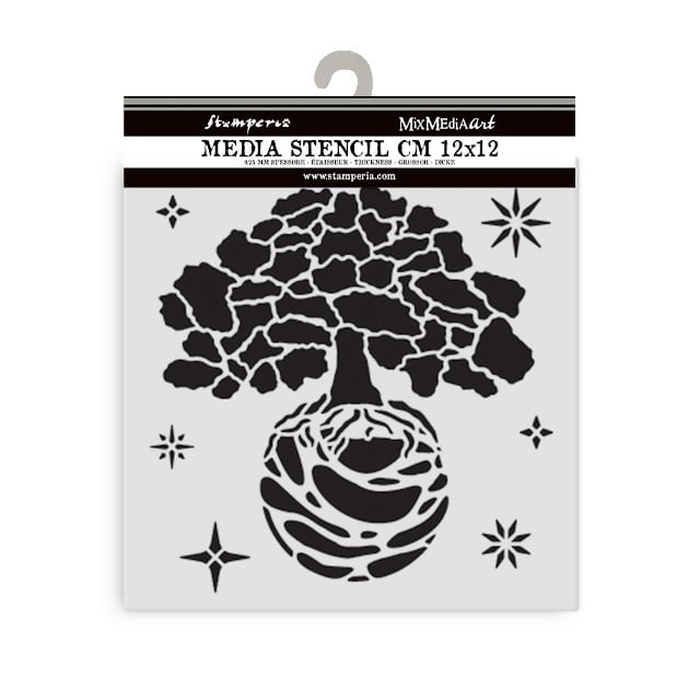 Thick stencil cm 12X12 - A new Beginning The World Tree 