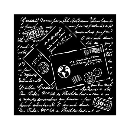 Thick stencil cm 18X18 - Around the world letters