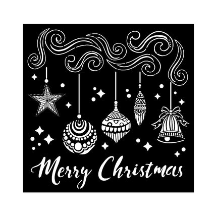 Thick stencil cm 18X18 - Merry Christmas bells