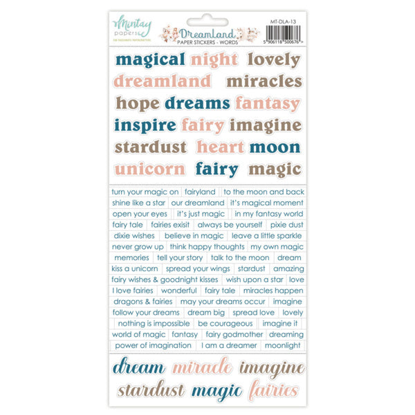 Mintay papers - Dreamland - Paper Stickers - Words (6"x12")