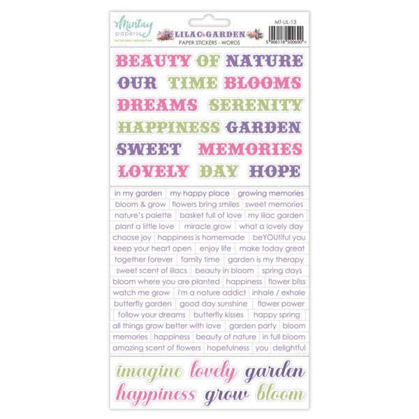 Mintay papers - Lilac Garden - Paper Stickers - Words (6"x12")