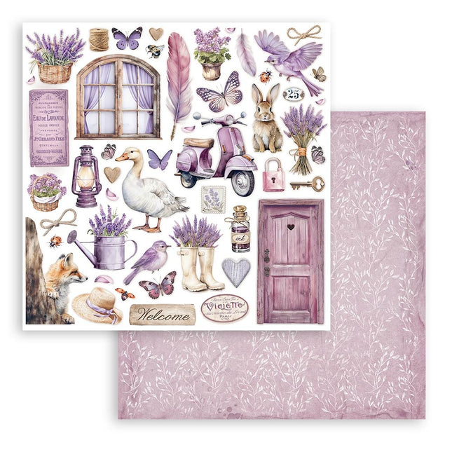 Double-sided Scrapbook Paper - Lavender Elements