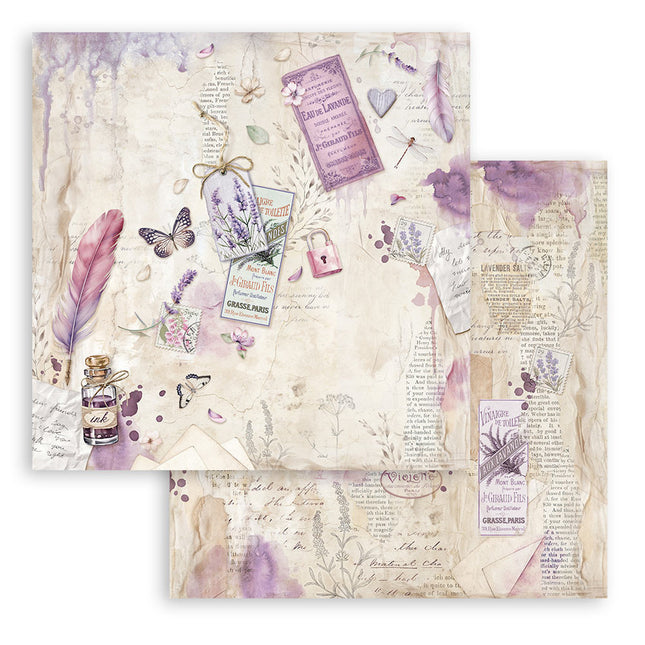 Double-sided Scrapbook Paper - Lavender Pen and Inkpot