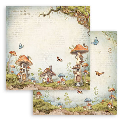Double-sided Scrapbook Paper - Hidden Grove Mushroom houses