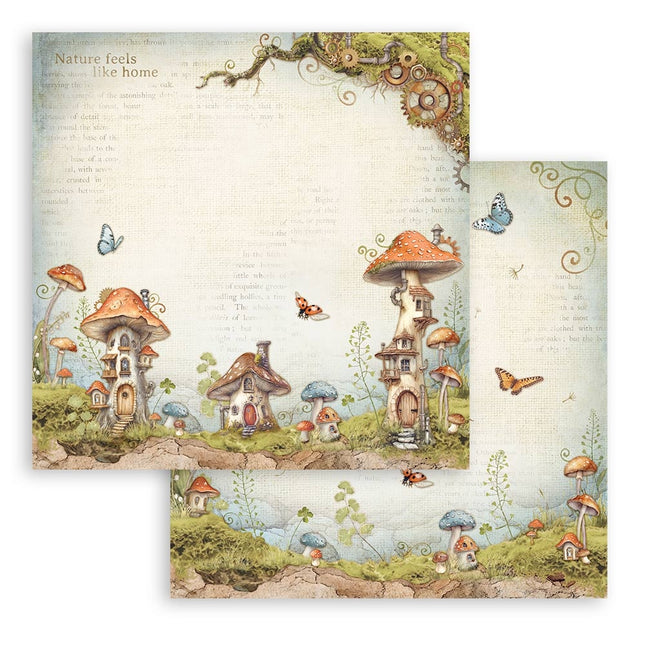 Double-sided Scrapbook Paper - Hidden Grove Mushroom houses