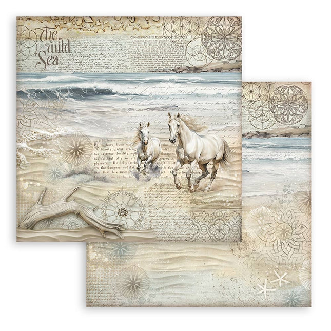 Double-sided Scrapbook Paper - Silent Sea horses
