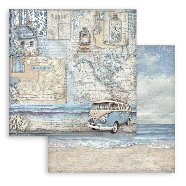 Double-sided scrapbook paper - Silent Sea van