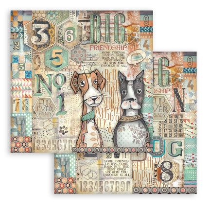 Double-Sided Scrapbook Paper - Furry Friends Dogs and Numbers  