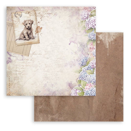 Double-sided Scrapbook Paper - Quiet Days dog postcard