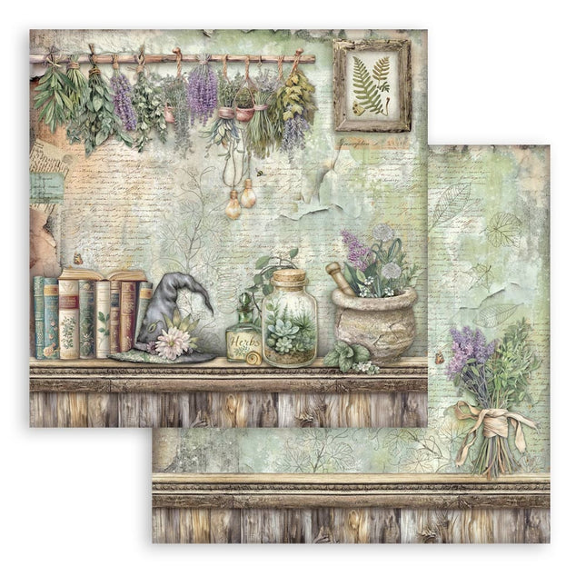 Double-sided Scrapbook Paper - Herbarium Silvae Lavender