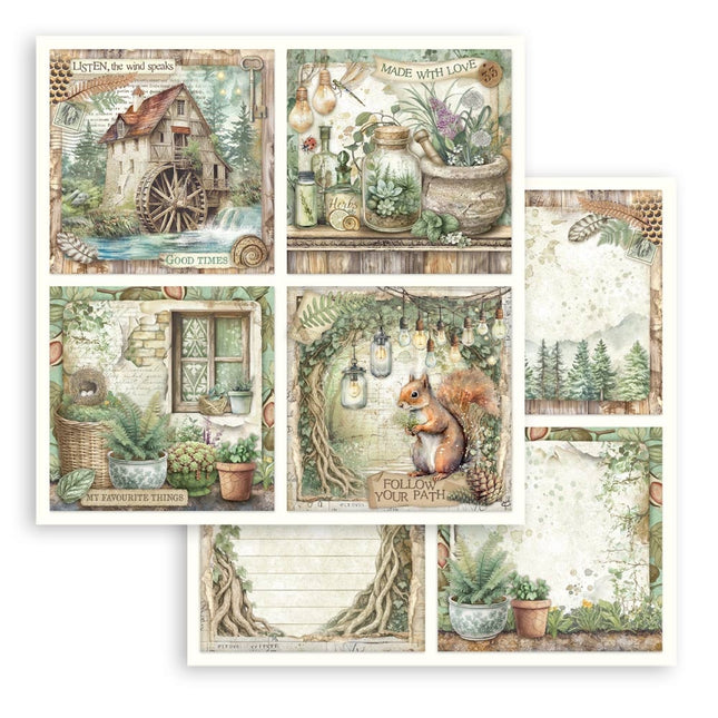 Double-sided Scrapbook Paper - Herbarium Silvae 4 Cards