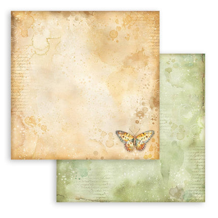 Scrapbooking Double-sided sheet - Daisy Art ochre pattern with butterfly