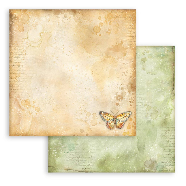 Scrapbooking Double-sided sheet - Daisy Art ochre pattern with butterfly
