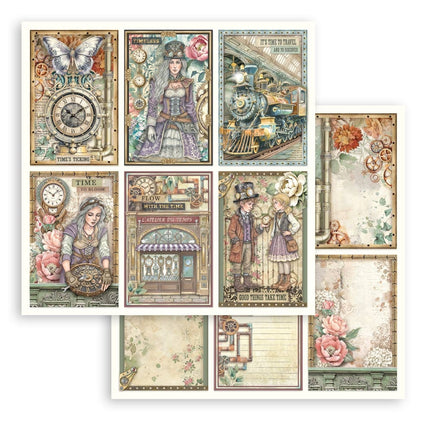 Printed Double Face scrapbooking sheet for Art and Craft - Gardens of Time 6 cards