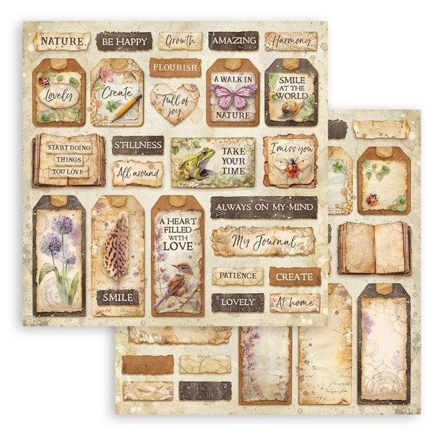 Printed double face scrapbooking sheet for art and craft - All Around tags
