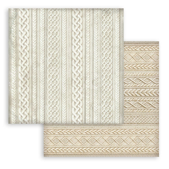 Printed Double Face scrapbooking sheet for Art and Craft - White Christmas knitted patterns 