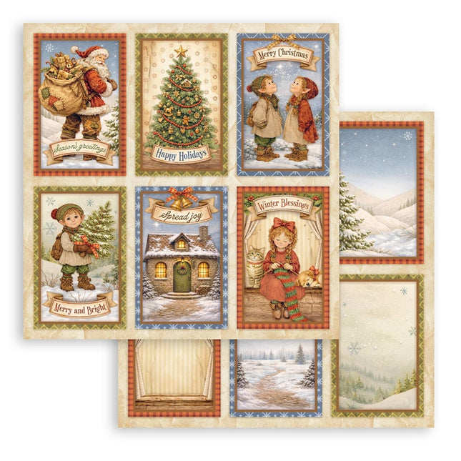 Printed Double Face scrapbooking sheet for Art and Craft - Silent Night 6 cards