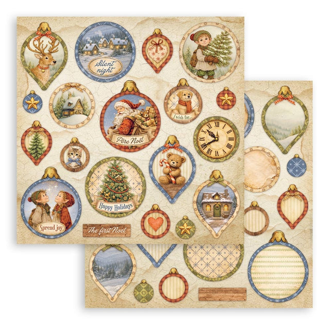 Printed Double Face scrapbooking sheet for Art and Craft - Silent Night balls