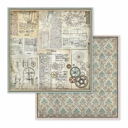 Scrapbooking Double face sheet - Voyages Fantastiques gears