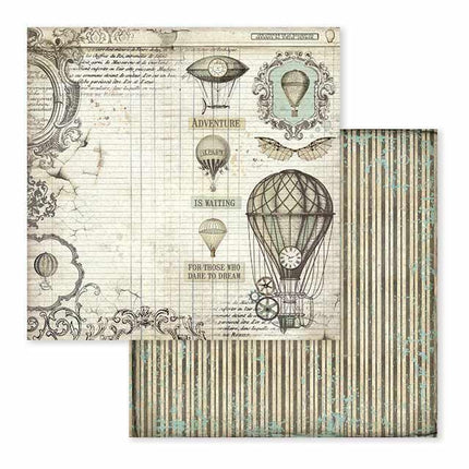 Scrapbooking Double face sheet - Voyages Fantastiques air balloon