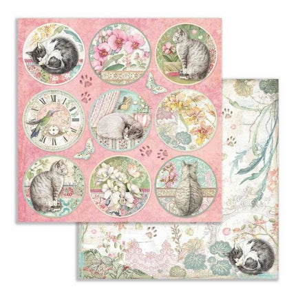 Scrapbooking paper double face Orchid rounds