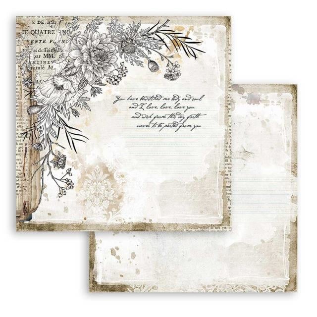 Scrapbooking paper double face - Romantic Journal corner with flower
