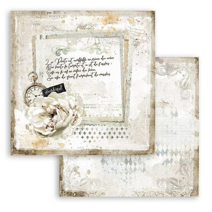 Scrapbooking paper double face - Romantic Journal letter and clock