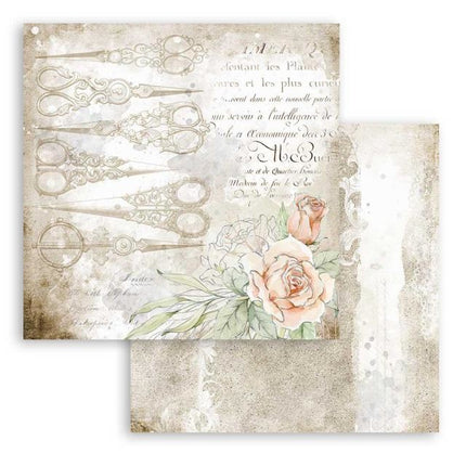 Scrapbooking paper double face - Romantic Threads scissors