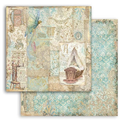 Scrapbooking paper double face - Sleeping Beauty cradle