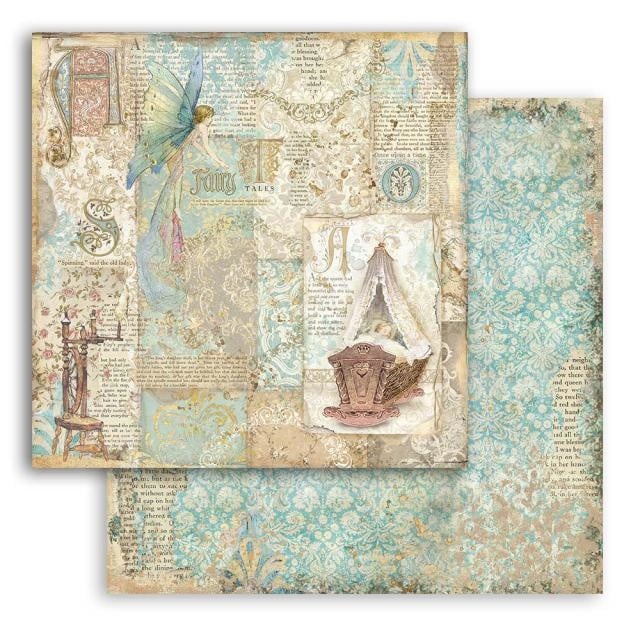 Scrapbooking paper double face - Sleeping Beauty cradle