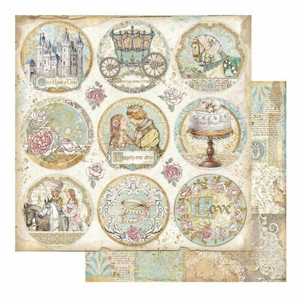 Scrapbooking paper double face - Sleeping Beauty rounds
