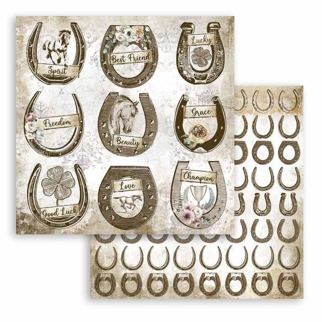 Scrapbooking paper double face - Romantic Horses horseshoe