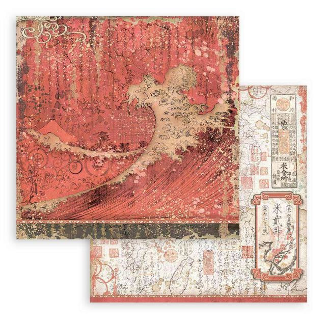 Scrapbooking Double face sheet - Sir Vagabond in Japan red texture