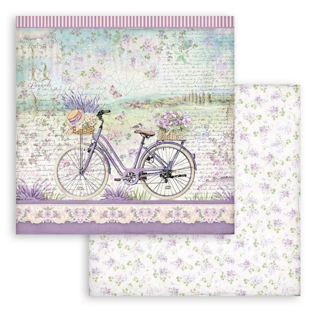 Scrapbooking Double face sheet - Provence bicycle