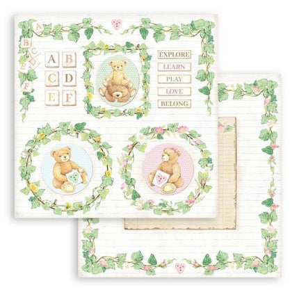 Scrapbooking Double face sheet - DayDream bear and garlands