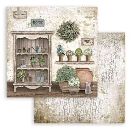 Scrapbooking Double face sheet - Romantic Garden House cupboard
