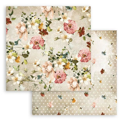 Scrapbooking Double face sheet - Garden of Promises flower pattern