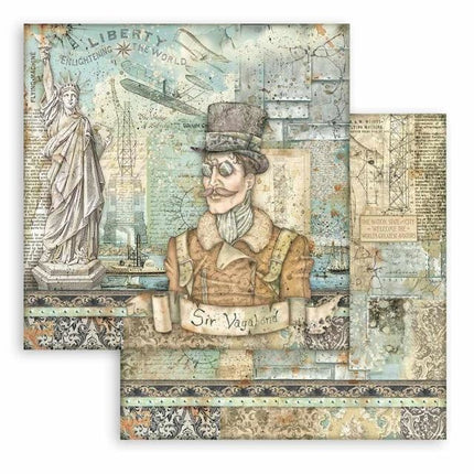 Scrapbooking Double face sheet - Sir Vagabond Aviator Statue of Liberty