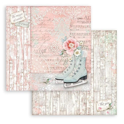 Scrapbooking Double face sheet - Sweet winter ice skate