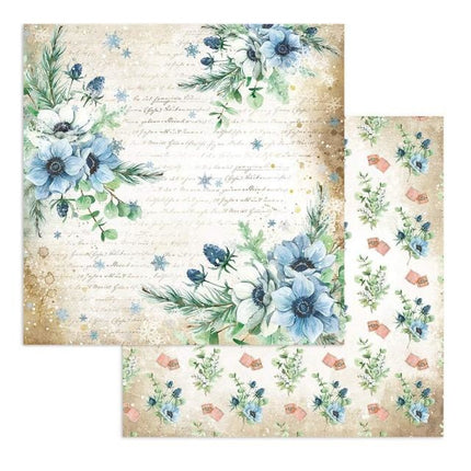 Scrapbooking Double face sheet - Romantic Cozy winter flowers