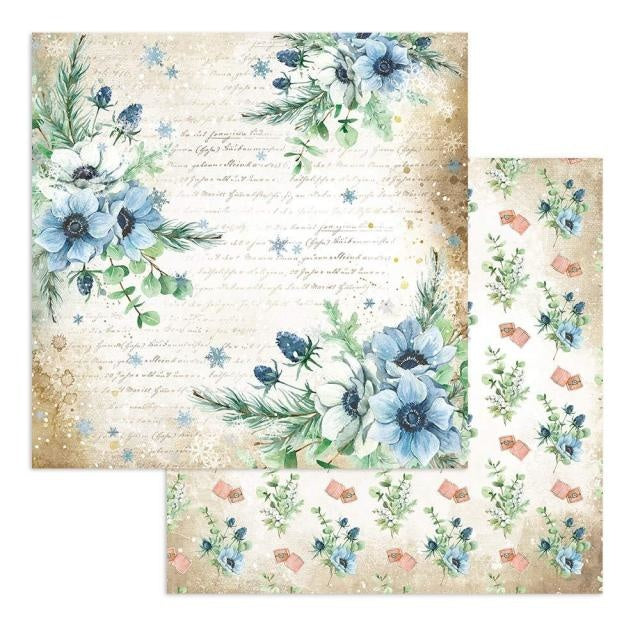 Scrapbooking Double face sheet - Romantic Cozy winter flowers
