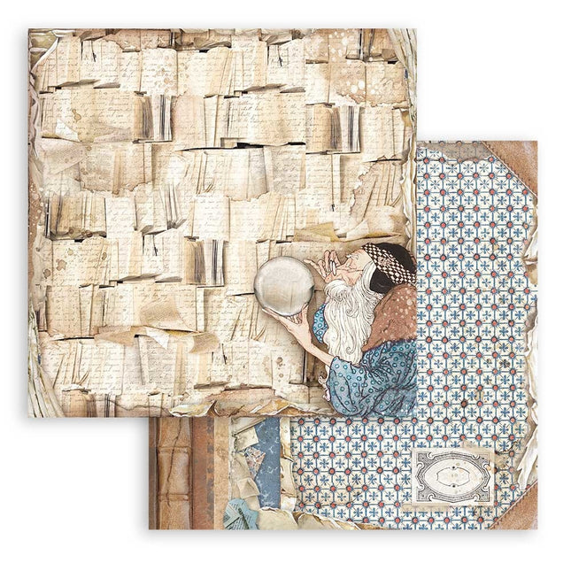 Scrapbooking Double face sheet - Vintage Library book pages