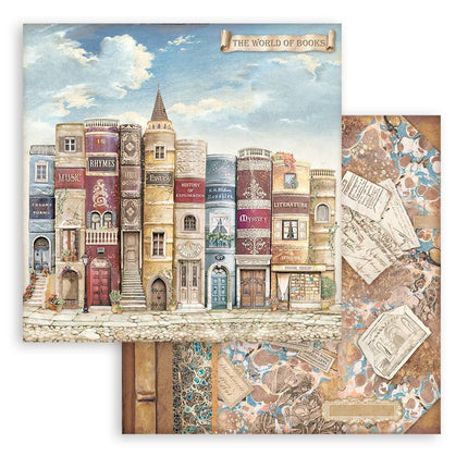 Scrapbooking Double face sheet - Vintage Library The World of the book